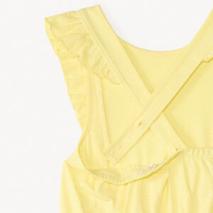 Eénkleurige slub overall met volantbandjes voor meisjes 