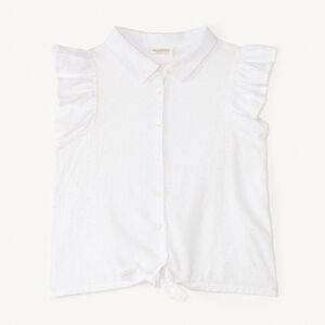 Korte mouw blouse met volant en strik in de taille voor meisjes 