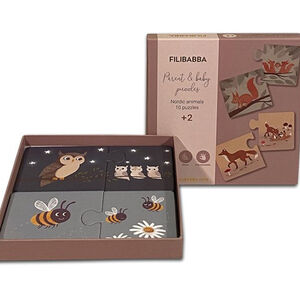 Set van 10 puzzels- mama en baby - Noorse dieren 