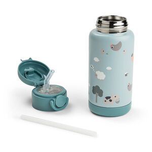 Drinkfles isothermish met rietje 340ml Tiny Farm Blauw 