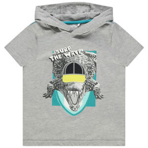 Korte mouwen T-shirt met kap en krokodilprint 