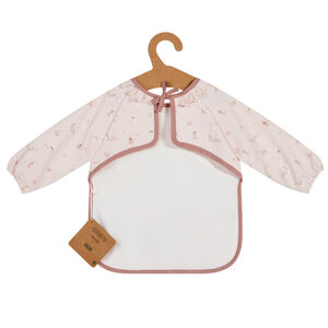 slabbetje-schort van rubber met opvangzakje Promenade Bucolique lichtroze 