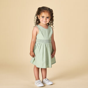 Robe à bretelles double en façonné pour bébé fille 