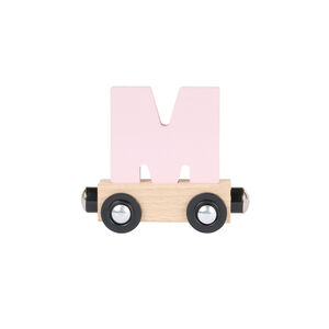 Lettre "M" wagon en bois - Rose 