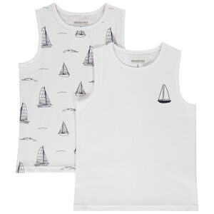 Lot de 2 maillots de corps débardeurs motifs voiliers pour garçon 