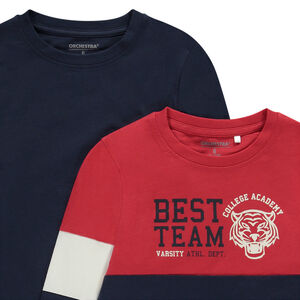 Lot de 2 t-shirts manches longues effet color block garçon 