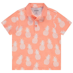 Polo met korte mouwen van piqué katoen met fantasieprint voor jongens 