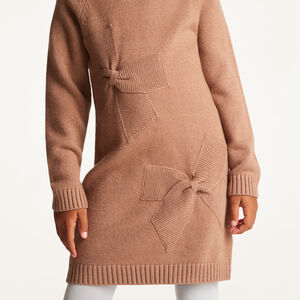 Knit jurk met lange mouwen voor meisjes met knoop effect. 