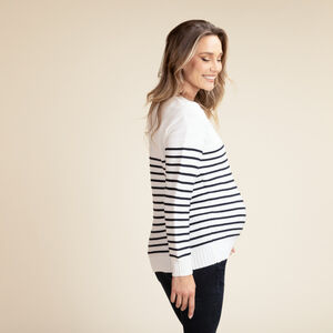 Pull en tricot rayé esprit marinière pour femme 