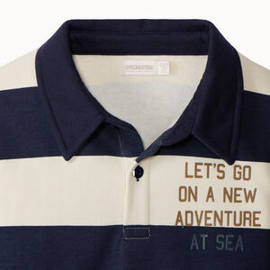 Sweatshirt van fleece met strepen en poloshirtkraag voor jongens 