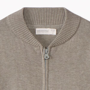 Gebreid vest met effen teddyboord en ritssluiting voor jongens 