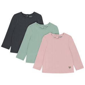 Lot de 3 t-shirts manches longues print cœur pour bébé fille 