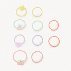 Lot de 10 élastiques multicolores avec décorations pour fille  