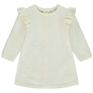 Robe manches longues en tricot pompons pour bébé fille 