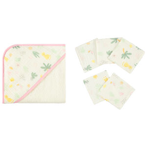 Badset met 5 doekjes bedrukt jungle voor meisjes 