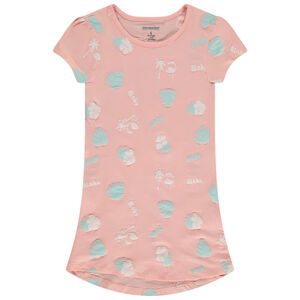 Nachtjapon korte mouwen met botanische print in puff print meisjes 