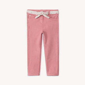 Jean droit avec ceinture fleurie à nouer pour bébé fille 