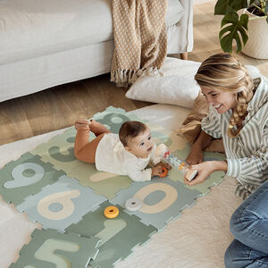 Tapis d'éveil en mousse avec 10 dalles numérotées vert 