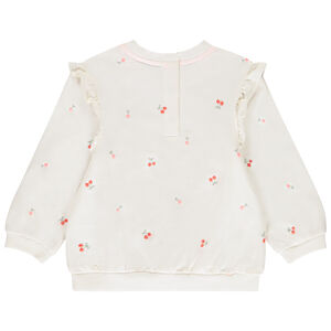 Sweatshirt met fleece, geborduurd en met ruches voor meisje 