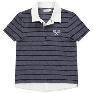 Polo manches courtes à rayures et col uni 