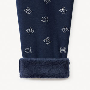 Joggingbroek in fleece met knoopprint, gevoerd, voor meisjes 