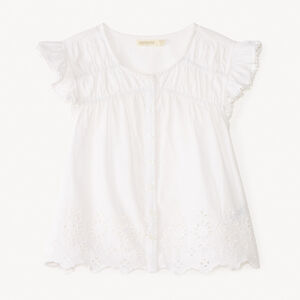 Tuniek met korte mouwen in effen fantasiedoek voor meisjes 