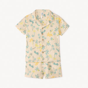 Ensemble 2 pièces chemise manches courtes + bermuda à motifs tropicaux pour bébé garçon 