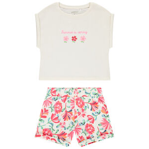 Twee-delige set met bloemen meisjes 