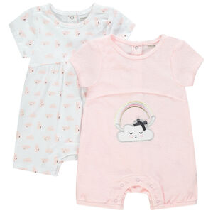 Set van 2 korte speelpakjes met wolkenmotief 