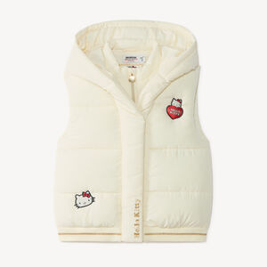 Doudoune meisje zonder mouwen met capuchon en Hello Kitty patch 