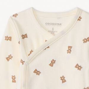 Set van 2 fantasiebodies met berenprint voor baby’s met lange mouwen in jersey 