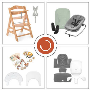 Kit complet chaise haute réglable Alpha Start N Grow Naturel/Dark Grey 