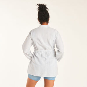 Gestreepte zwangerschaps- en voedingsblouse met lange mouwen 