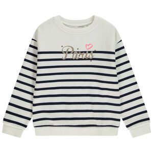 Sweat molleton esprit marinière à print pailleté fille 