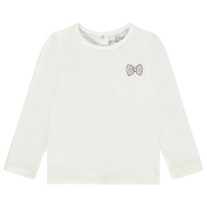 Lange mouwen T-shirt met geborduurd strikje voor meisjes 