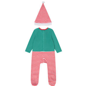 Speelse Kerstelf pyjama + muts voor baby 