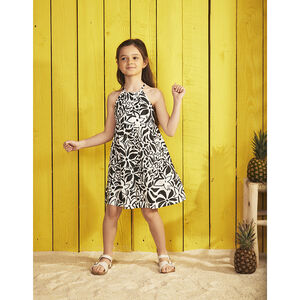 Robe à bretelles imprimé fantaisie fleurs fille 
