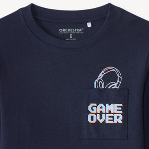 Langarm T-shirt met opgestikte zak en fantasiedruk voor jongens 