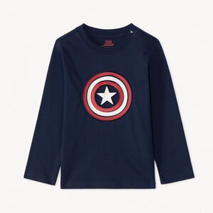 Langarm T-shirt met Captain America Marvel print voor babyjongen 