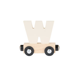 Houten wagen met de letter "W" - wit 