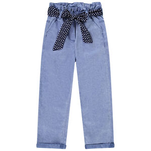 Pantalon paper bag avec ceinture fantaisie pour fille 