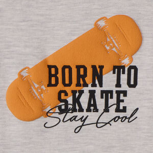 T-shirt met lange mouwen en skateboardprint voor jongens 