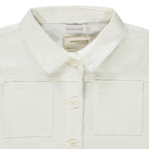 Veste en jean style worker finition raw cut pour fille 