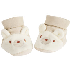 Chaussons ourson en velours pour bébé 