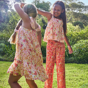 Top péplum effet crépon imprimé floral pour fille 