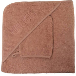 Badcape + washandje "Mini Nous" 70x70cm Terracotta 