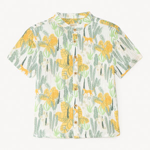 Korte mouw jungle print mao kraaghemd voor jongens 
