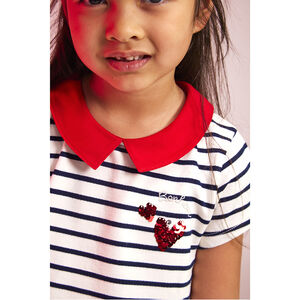 Gemoltonneerde jurk met strepen en magische lovertjes voor meisjes 