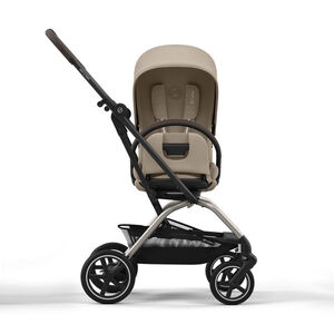 Kinderwagen Eezy S Twist+ 2 met 360° draaibare stoel taupe frame en almond beige bekleding, ideaal om mee te reizen, met all-terrain wielen en compacte vouw 