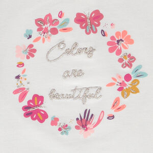 T-shirt manches longues volantées et broderie pour bébé fille 